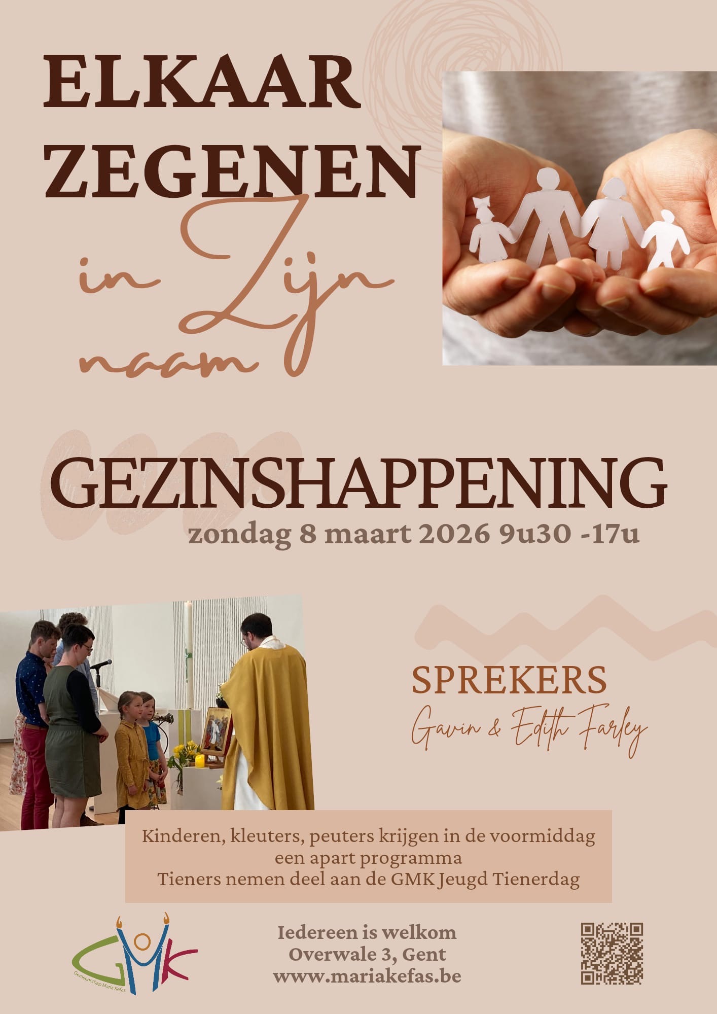 Gezinshappening:”Elkaar zegenen “ op 3 maart. Meer info zie website: https://mariakefas.be/